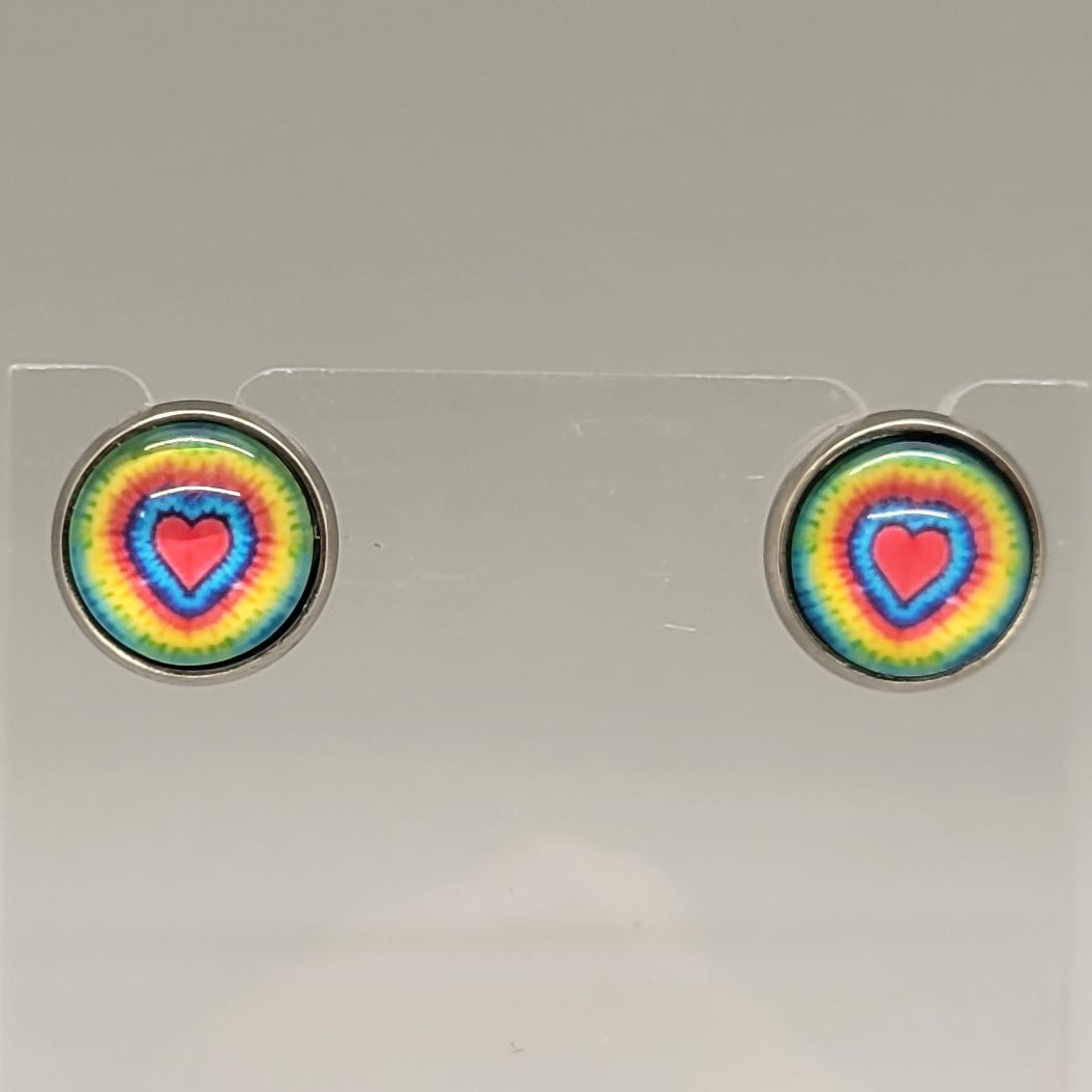 Tye Dye Heart Stud Earrings