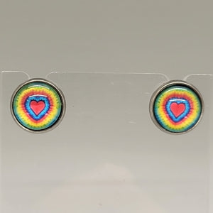 Tye Dye Heart Stud Earrings