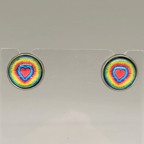 Tye Dye Heart Stud Earrings