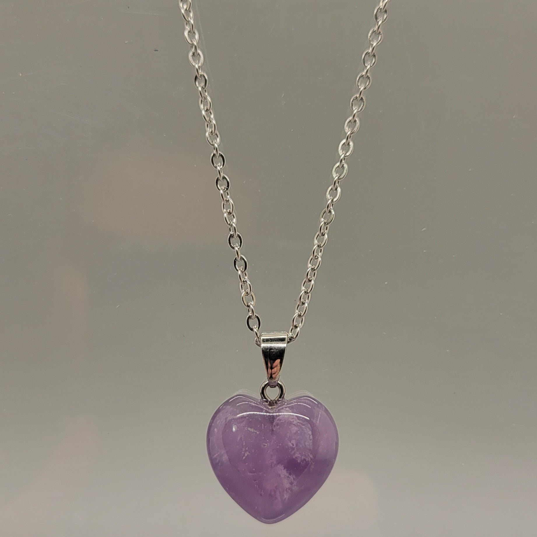 Amethyst Heart Natural Stone Pendent Necklace