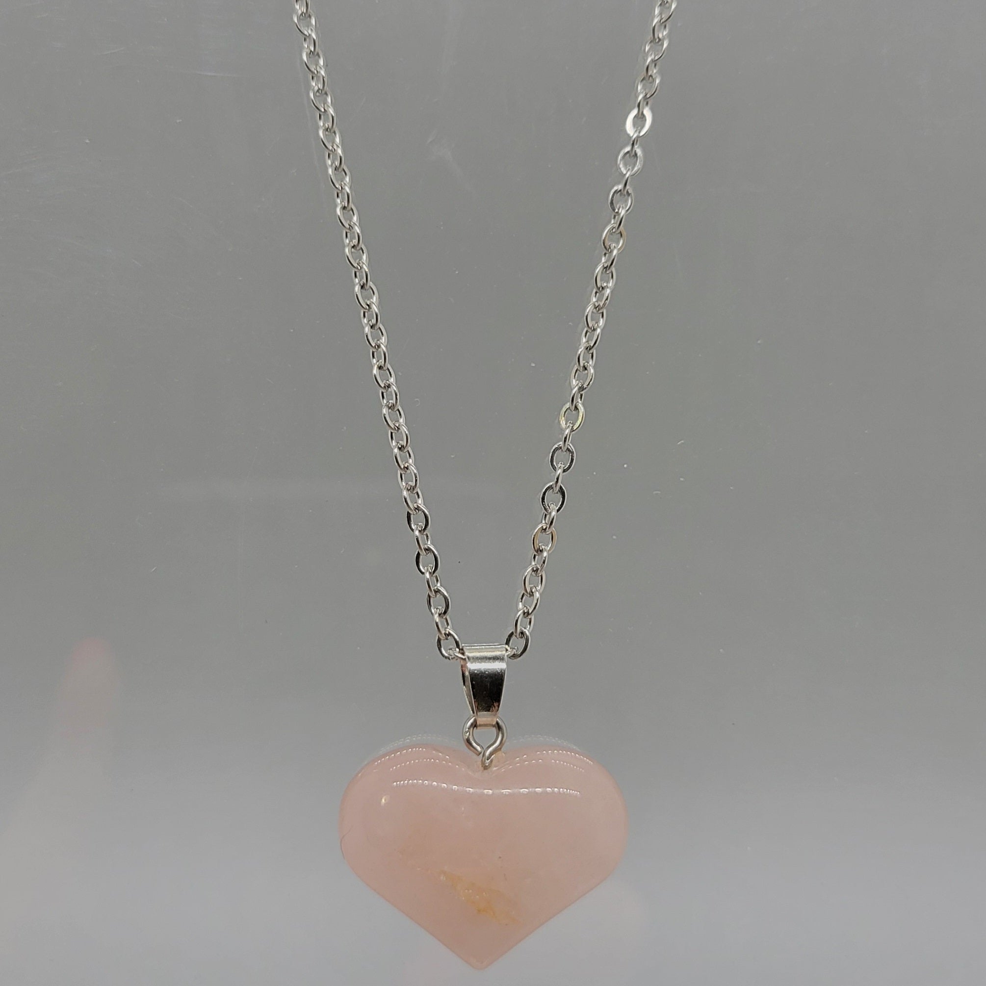 Rose Quartz Heart Natural Stone Pendent Necklace