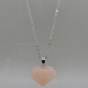 Rose Quartz Heart Natural Stone Pendent Necklace