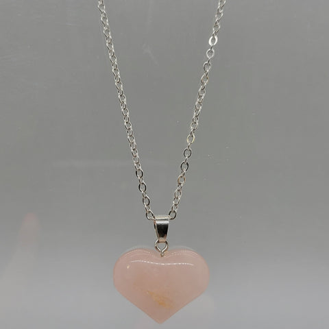 Rose Quartz Heart Natural Stone Pendent Necklace