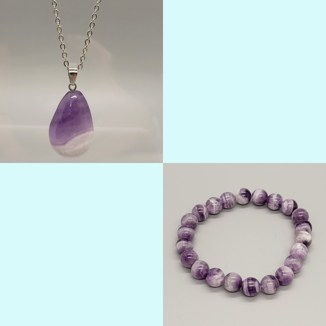 Chevron Amethyst Bracelet & Teardrop Necklace Bundle