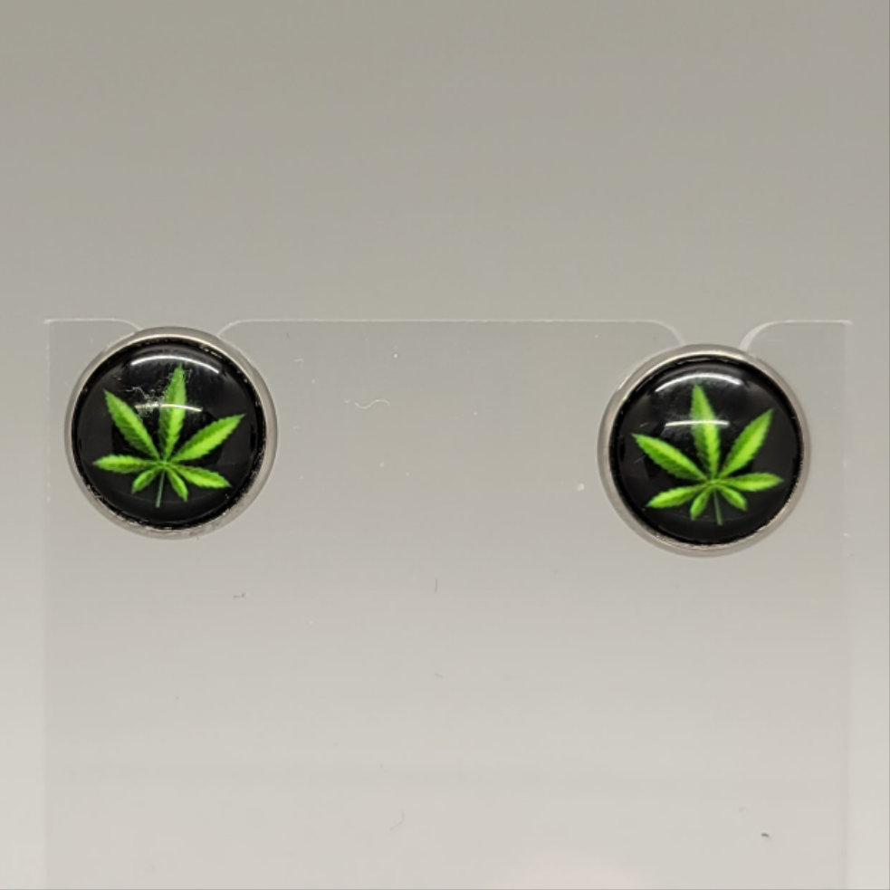 Pot Leaf Stud Earrings